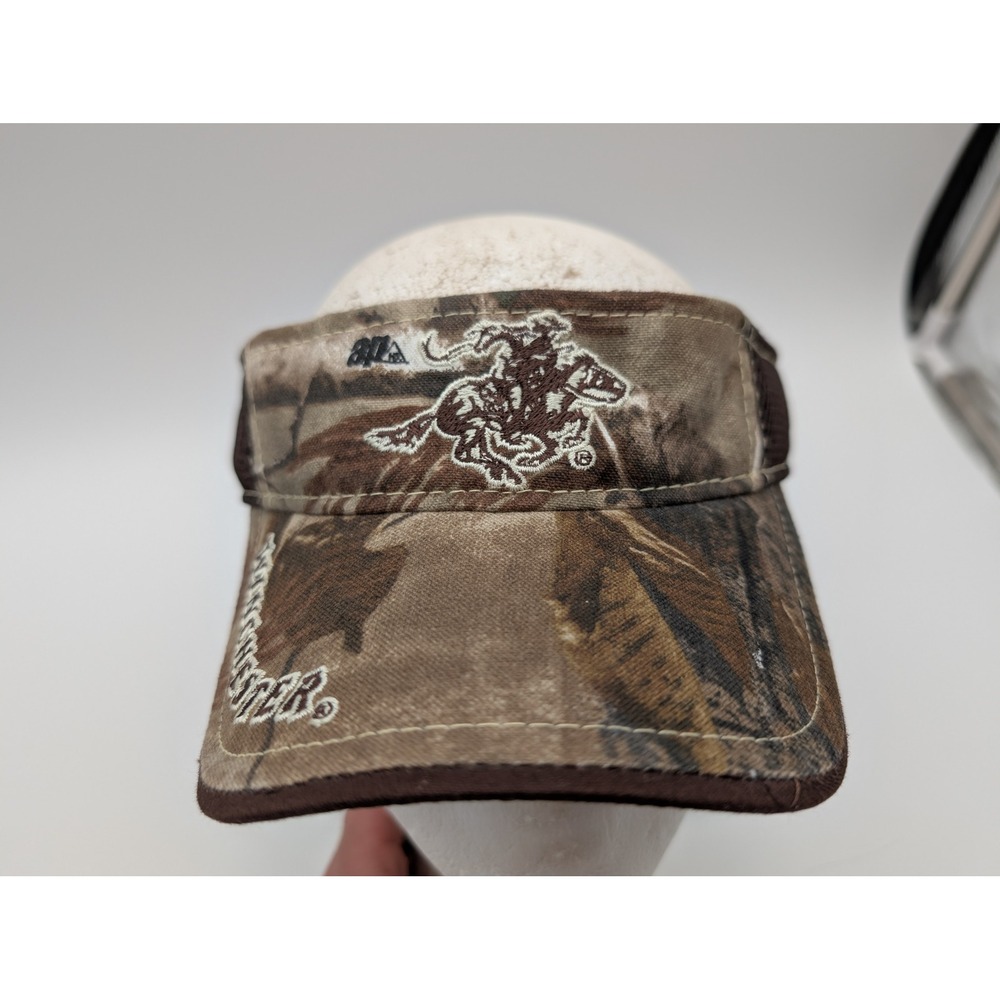 Winchester Camo Visor Hat Embroidered Horse Logo Adjustable Mesh Hunting Cap